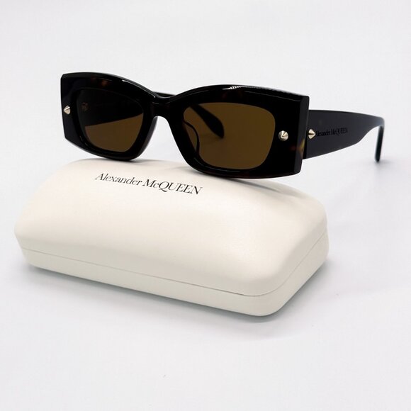 NEW ALEXANDER MCQUEEN AM0426S 002 WOMEN HAVANA SUNGLASSES ALEXANDER MCQUEEN - Picture 2 of 11